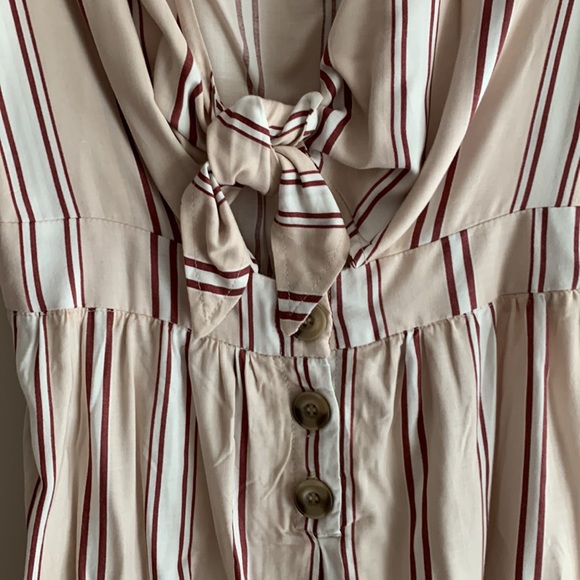 Tan stripped jumpsuit - Picture 2 of 6